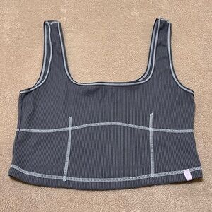 Gianni Bini Crop Tank Top Gray Sz M